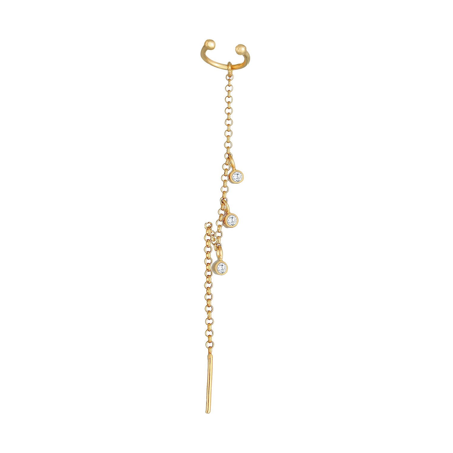 Gold - Elli | Earcuff | Zirkonia ( Weiß ) | 925 Sterling Silber vergoldet