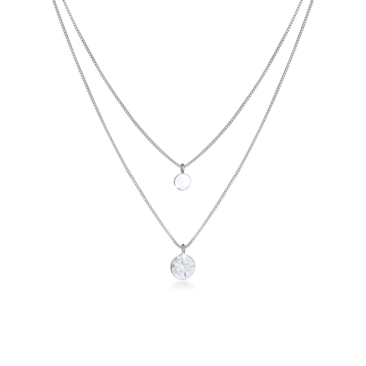 Silber - Elli | Venezianer-Layer-Halskette Geo | 925er Sterling Silber