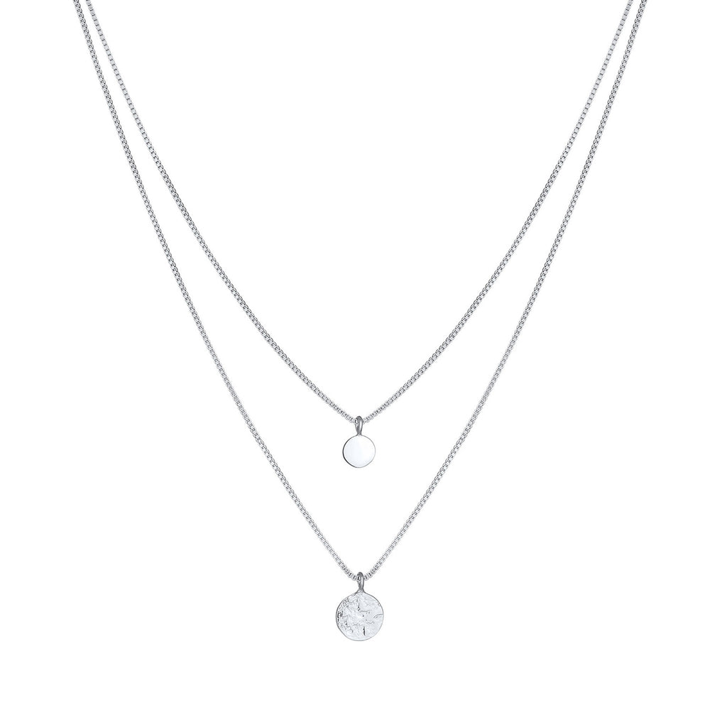 Silber - Elli | Venezianer-Layer-Halskette Geo | 925er Sterling Silber