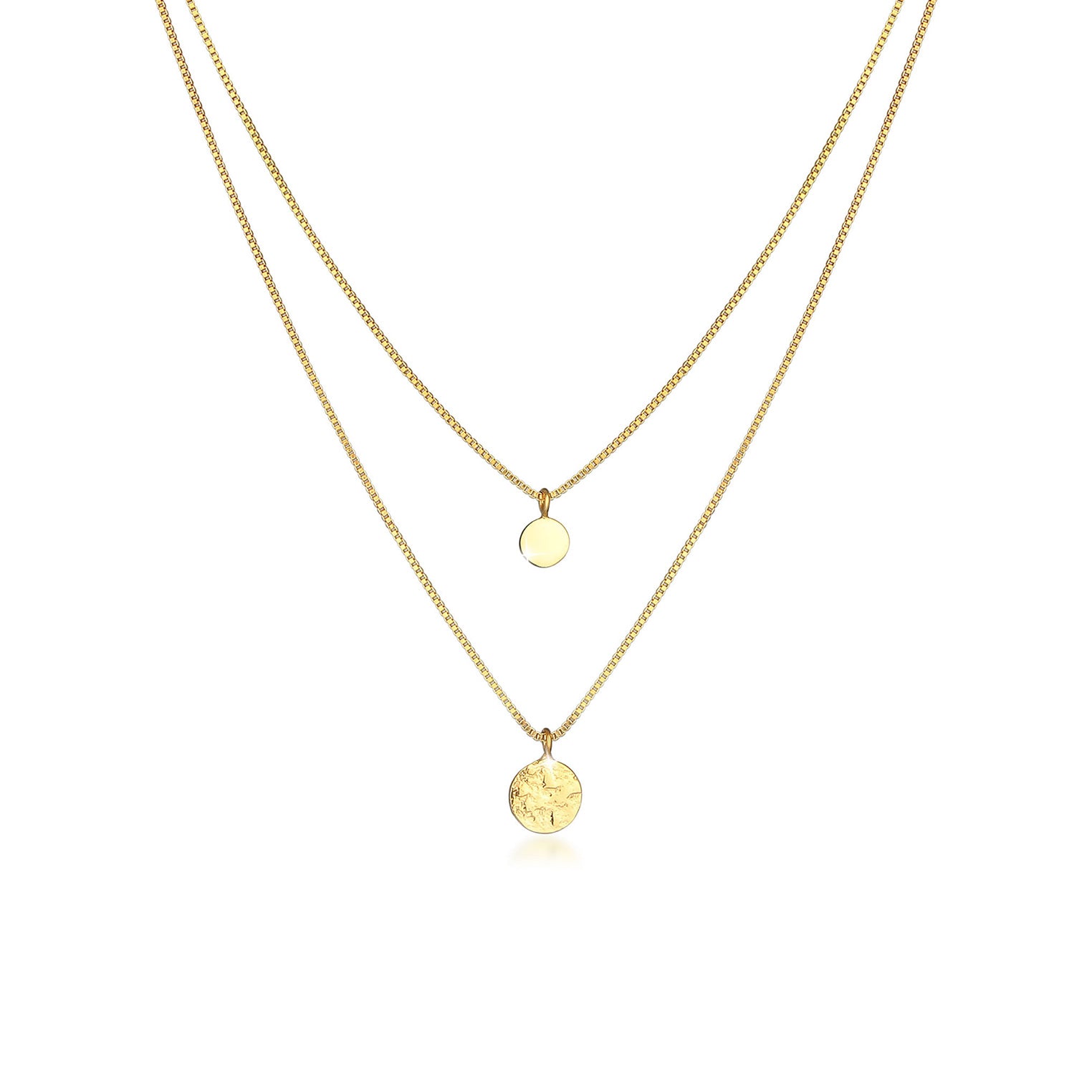 Gold - Elli | Venezianer-Layer-Halskette Geo | 925 Sterling Silber vergoldet