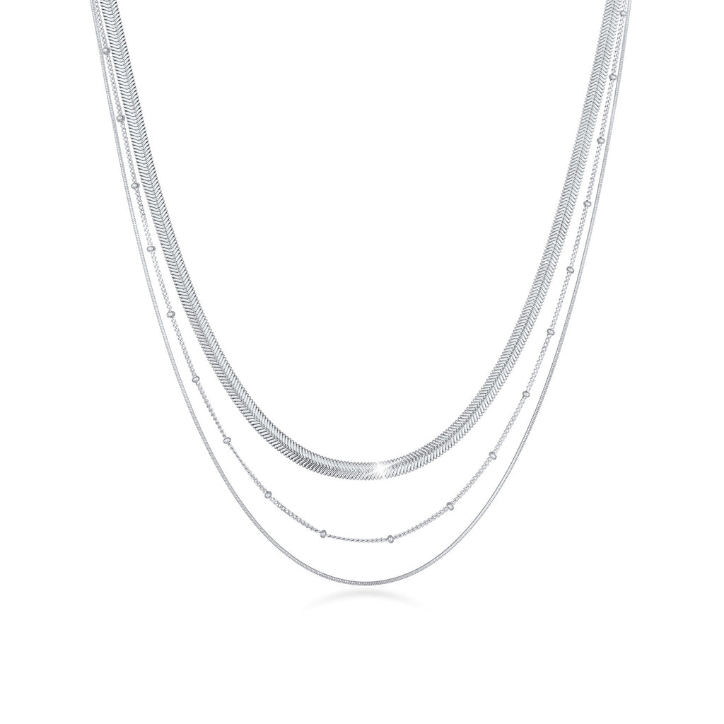 Silber - Elli PREMIUM | Schlangen-Layer-Halskette | 925er Sterling Silber