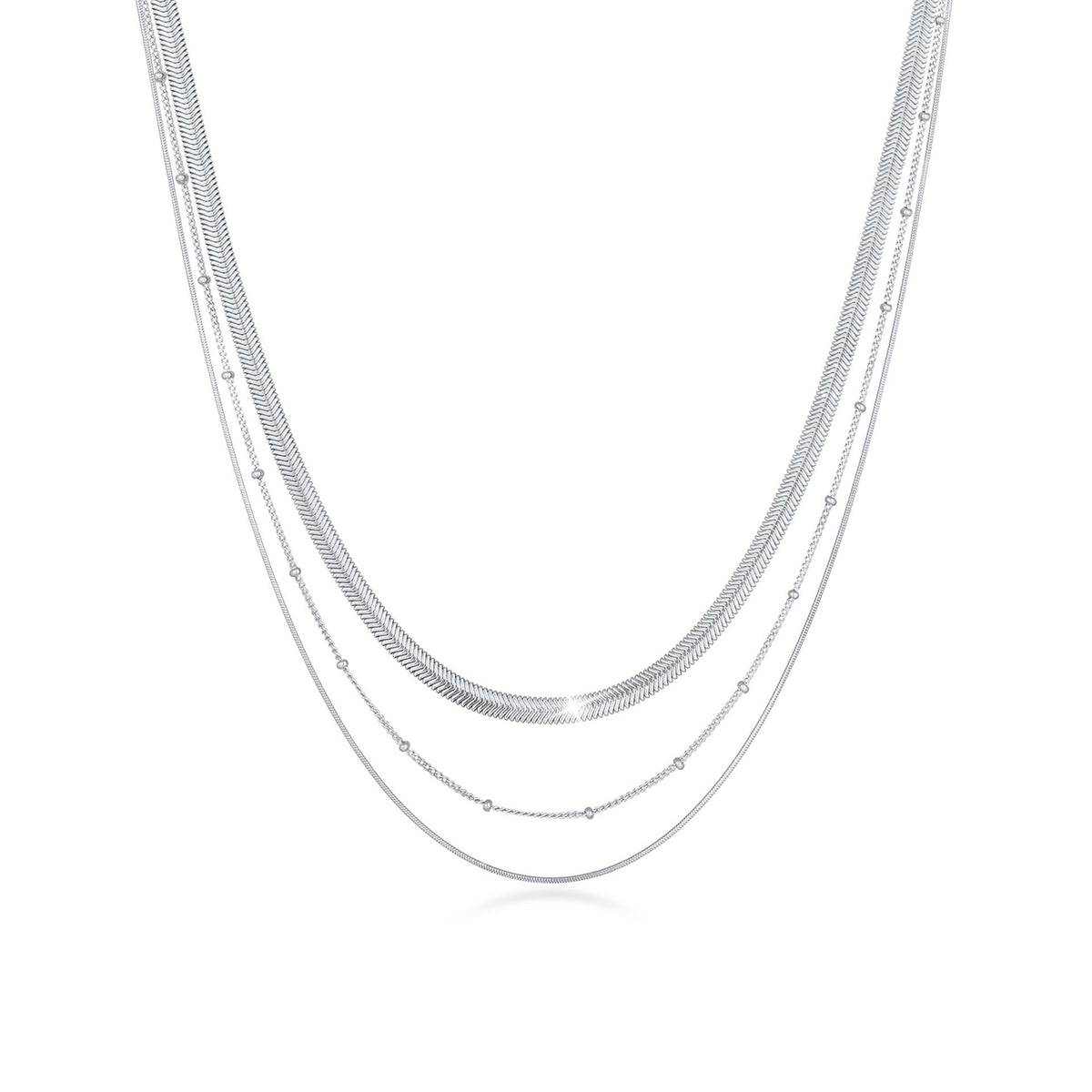 Silber - Elli PREMIUM | Schlangen-Layer-Halskette | 925er Sterling Silber