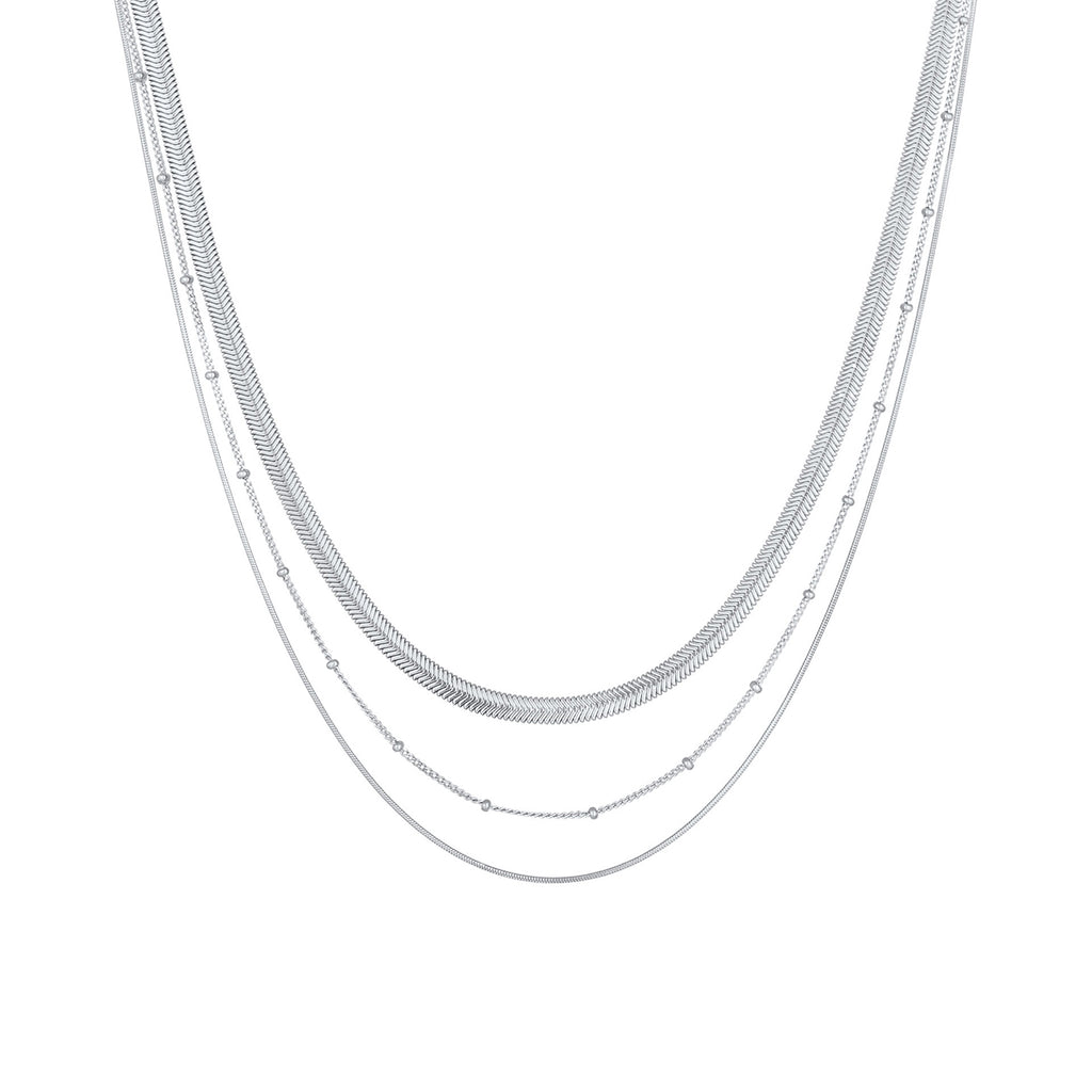 Silber - Elli PREMIUM | Schlangen-Layer-Halskette | 925er Sterling Silber
