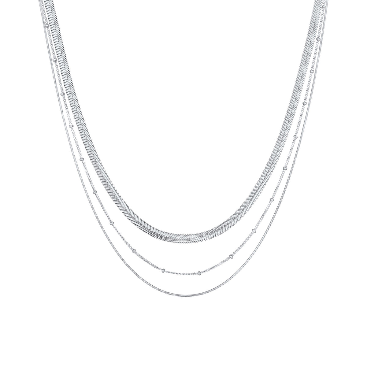 Silber - Elli PREMIUM | Schlangen-Layer-Halskette | 925er Sterling Silber