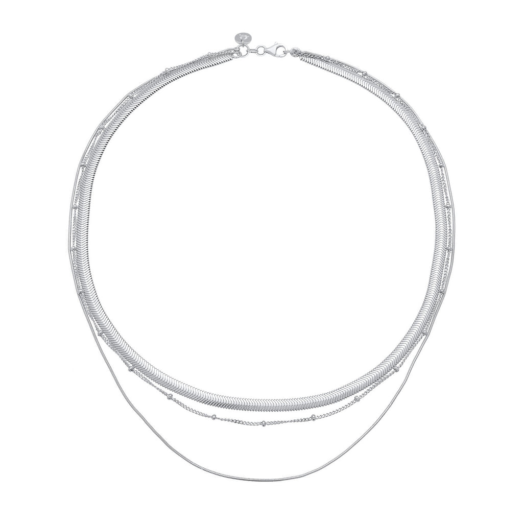 Silber - Elli PREMIUM | Schlangen-Layer-Halskette | 925er Sterling Silber
