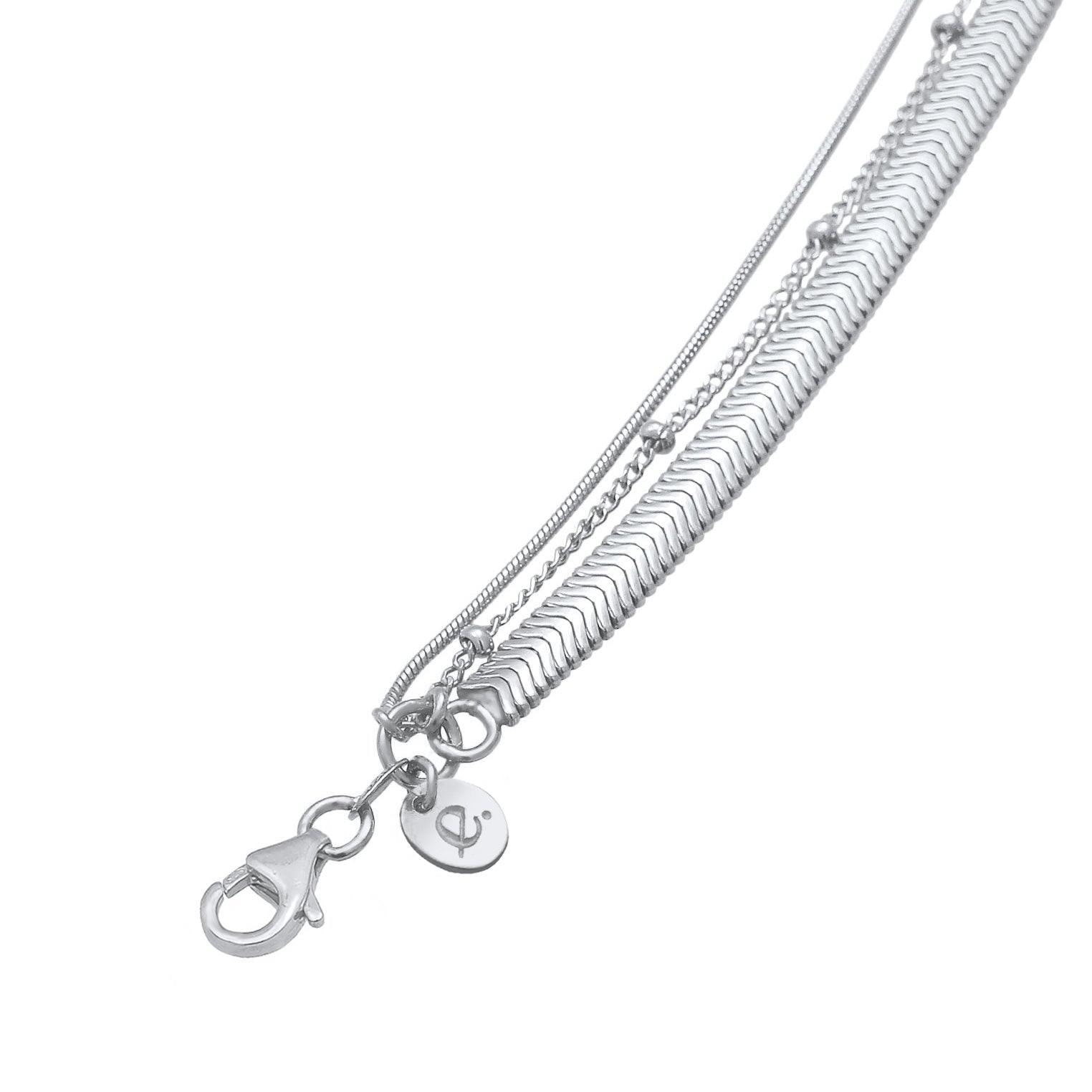 Silber - Elli PREMIUM | Schlangen-Layer-Halskette | 925er Sterling Silber