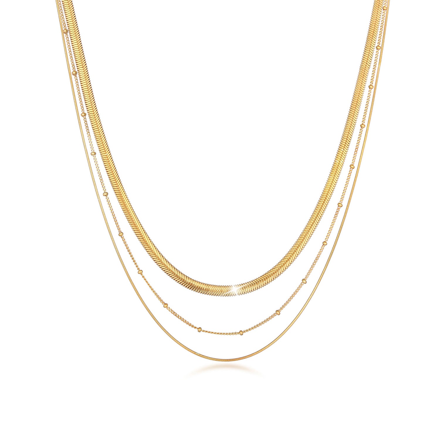 Gold - Elli PREMIUM | Schlangen-Layer-Halskette | 925 Sterling Silber vergoldet