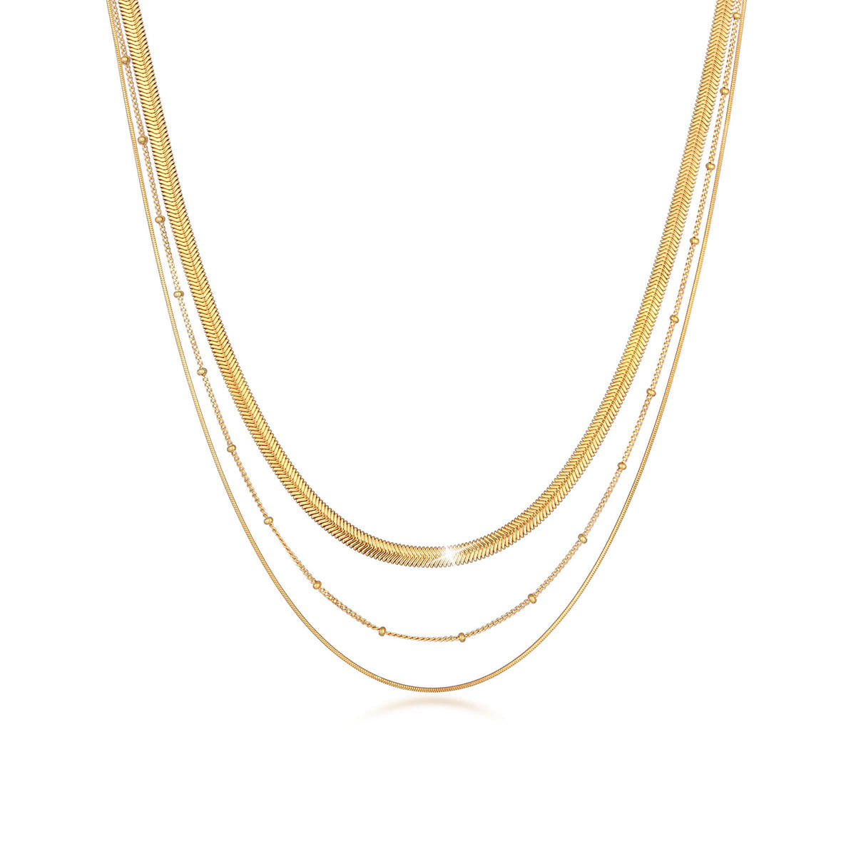Gold - Elli PREMIUM | Schlangen-Layer-Halskette | 925 Sterling Silber vergoldet