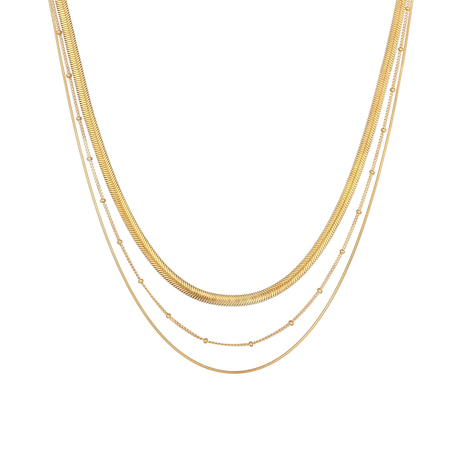 Gold - Elli PREMIUM | Schlangen-Layer-Halskette | 925 Sterling Silber vergoldet