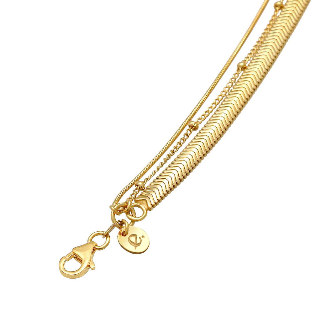 Gold - Elli PREMIUM | Schlangen-Layer-Halskette | 925 Sterling Silber vergoldet