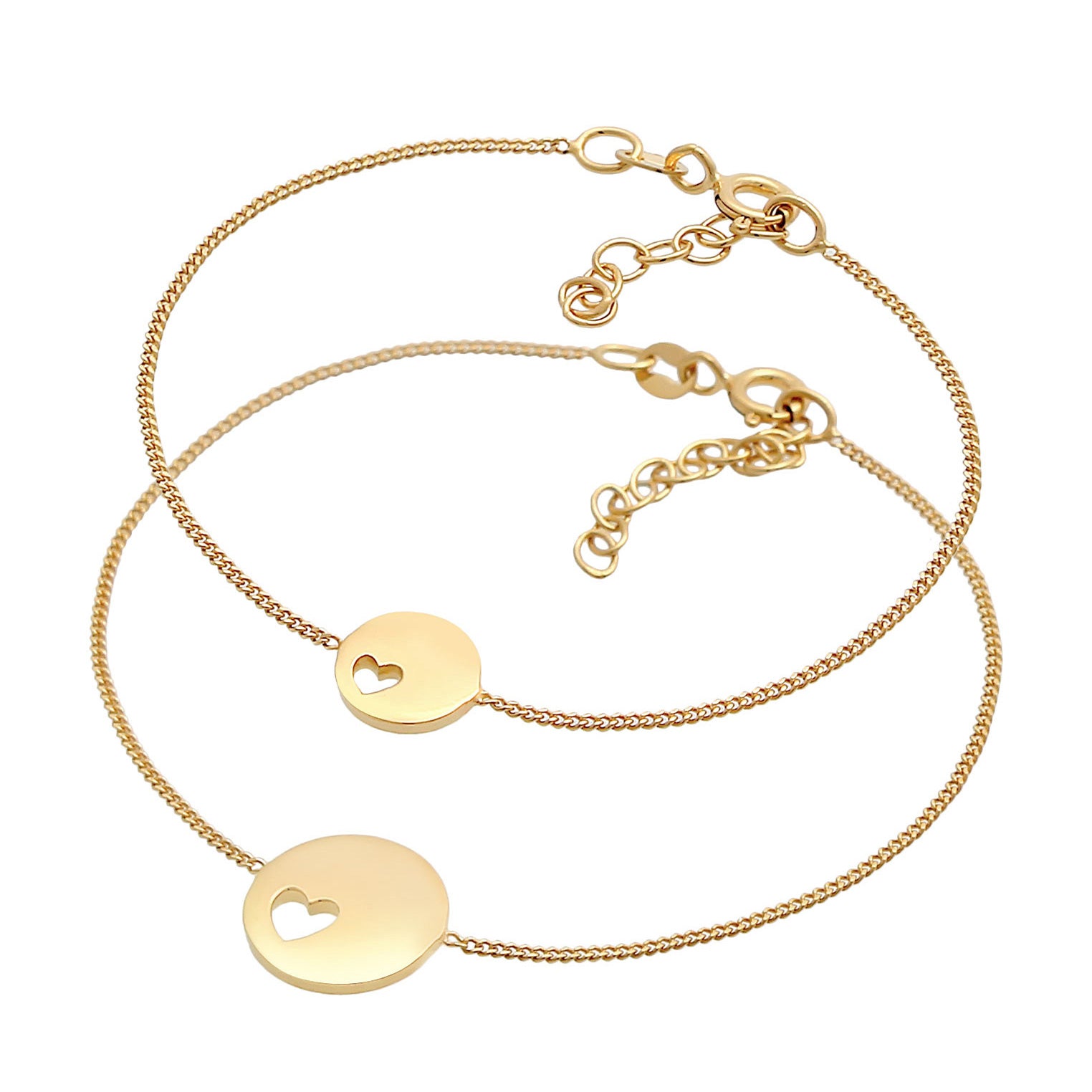 Gold - Elli | Mutter-Kind-Armbandset Herz | 925 Sterling Silber vergoldet