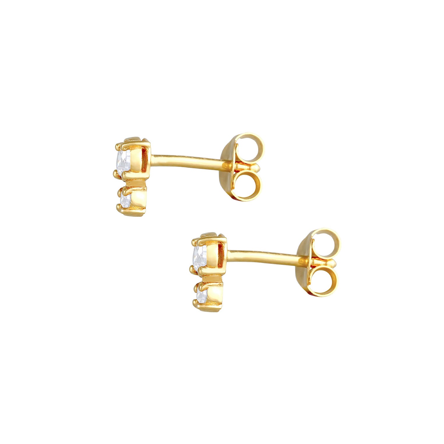 Gold - Elli | Ohrstecker | Zirkonia ( Weiß ) | 925 Sterling Silber vergoldet