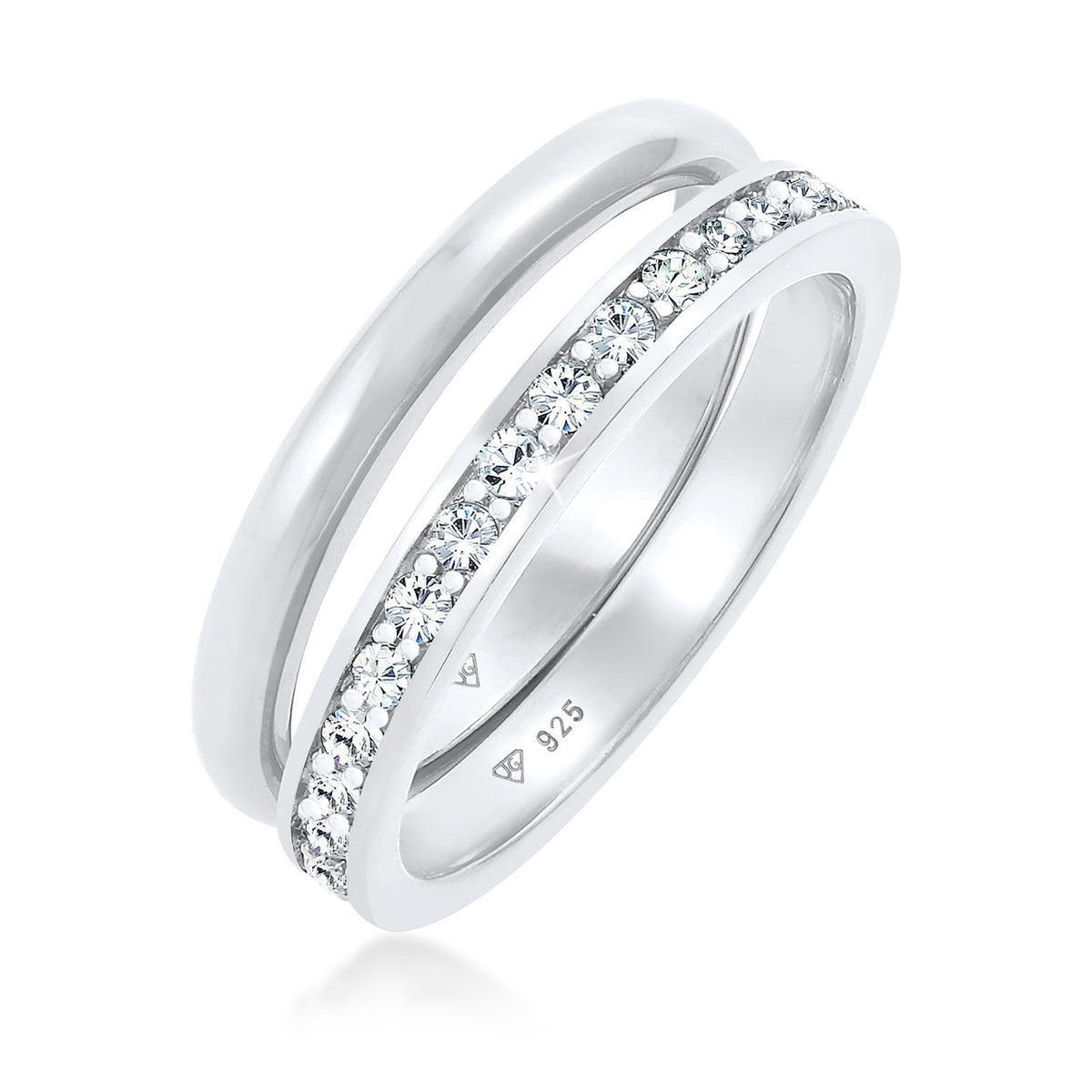 Silber - Elli | Bandring | Mit Kristallen von Swarovski® (Weiß) | 925er Sterling Silber