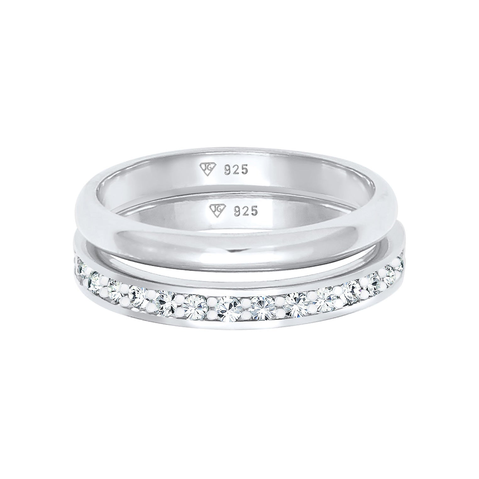 Silber - Elli | Bandring | Mit Kristallen von Swarovski® (Weiß) | 925er Sterling Silber