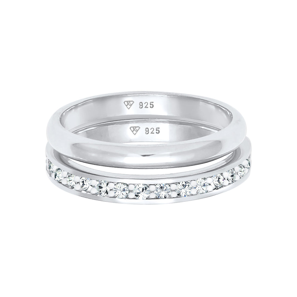 Silber - Elli | Bandring | Mit Kristallen von Swarovski® (Weiß) | 925er Sterling Silber