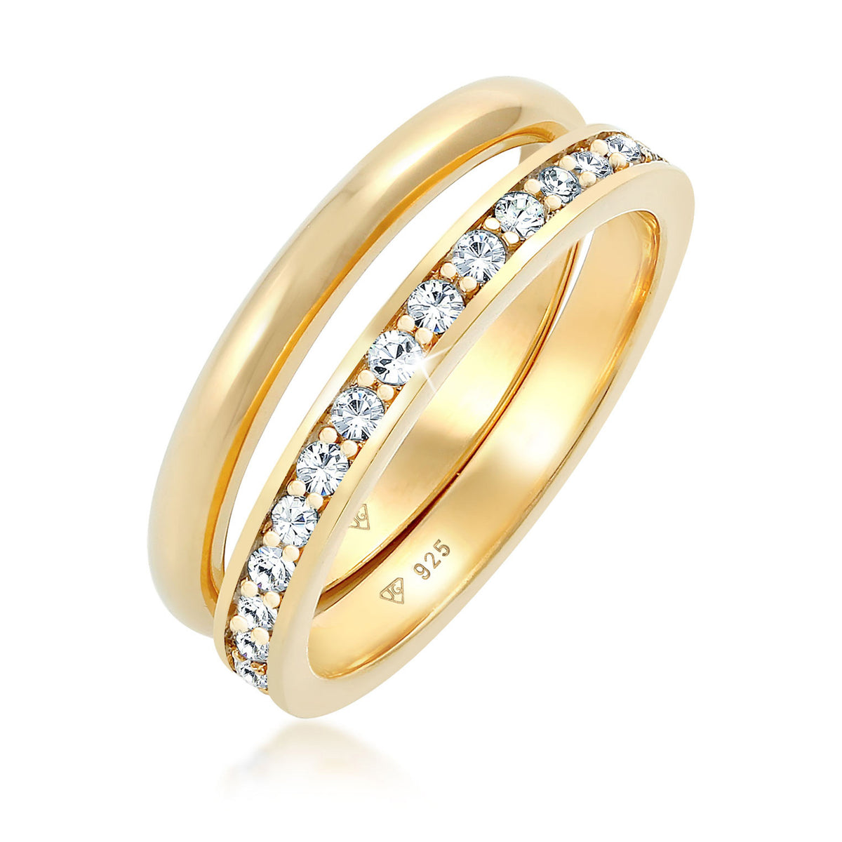Gold - Elli | Bandring | Mit Kristallen von Swarovski® (Weiß) | 925 Sterling Silber vergoldet