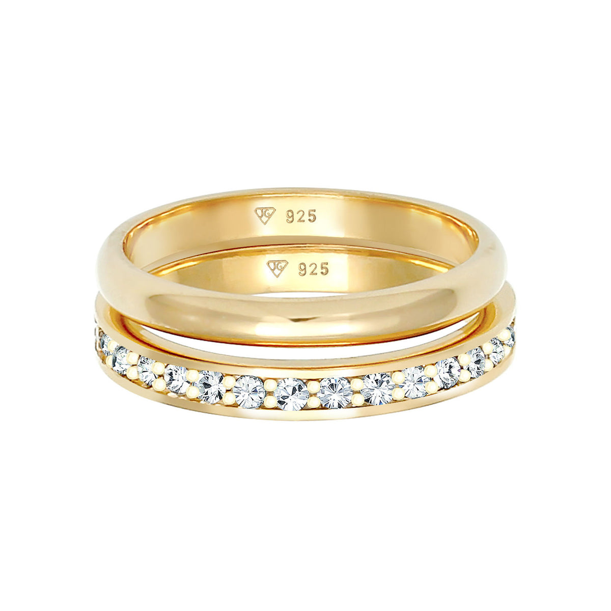 Gold - Elli | Bandring | Mit Kristallen von Swarovski® (Weiß) | 925 Sterling Silber vergoldet