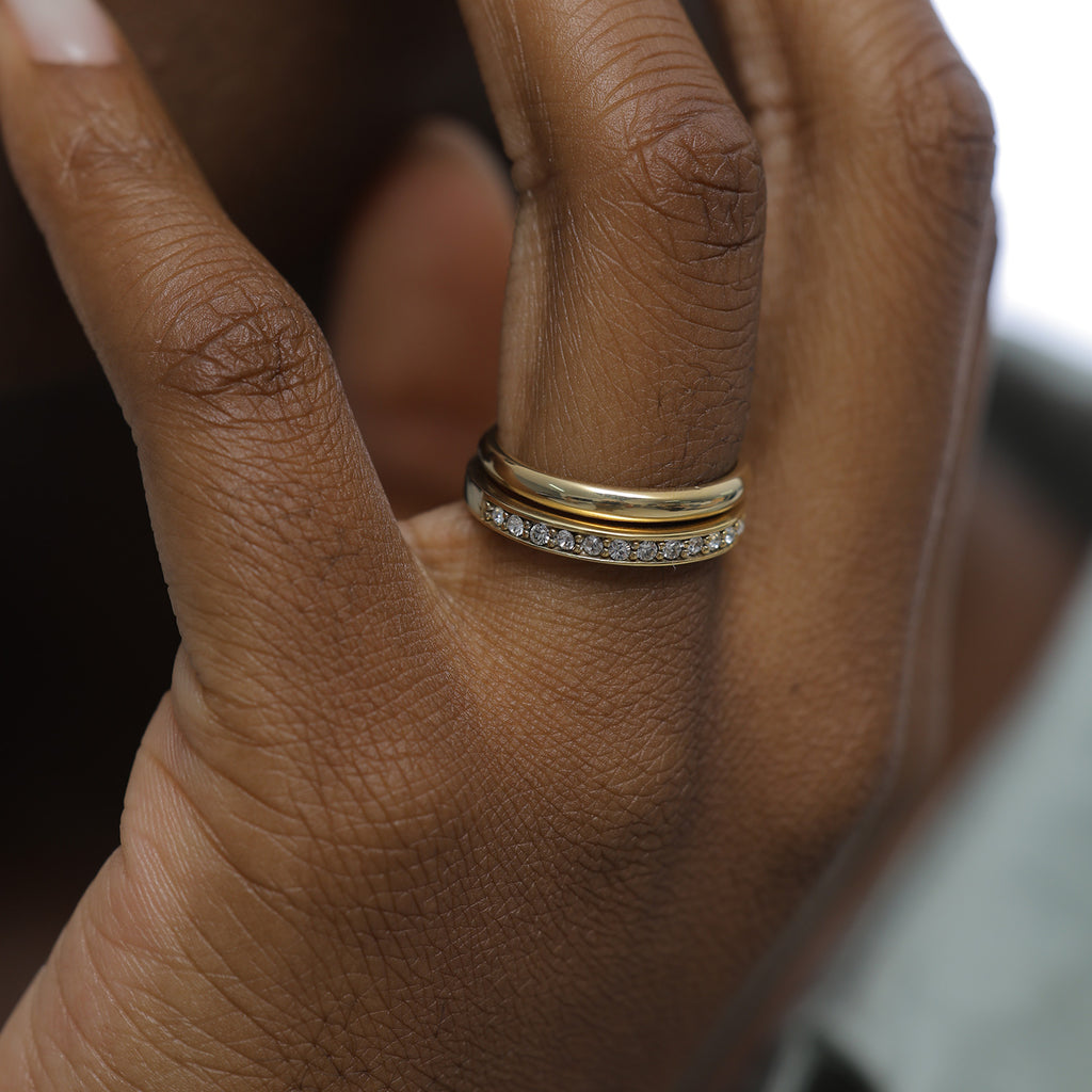 Gold - Elli | Bandring | Mit Kristallen von Swarovski® (Weiß) | 925 Sterling Silber vergoldet
