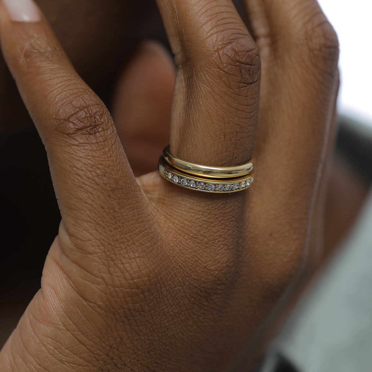 Gold - Elli | Bandring | Mit Kristallen von Swarovski® (Weiß) | 925 Sterling Silber vergoldet