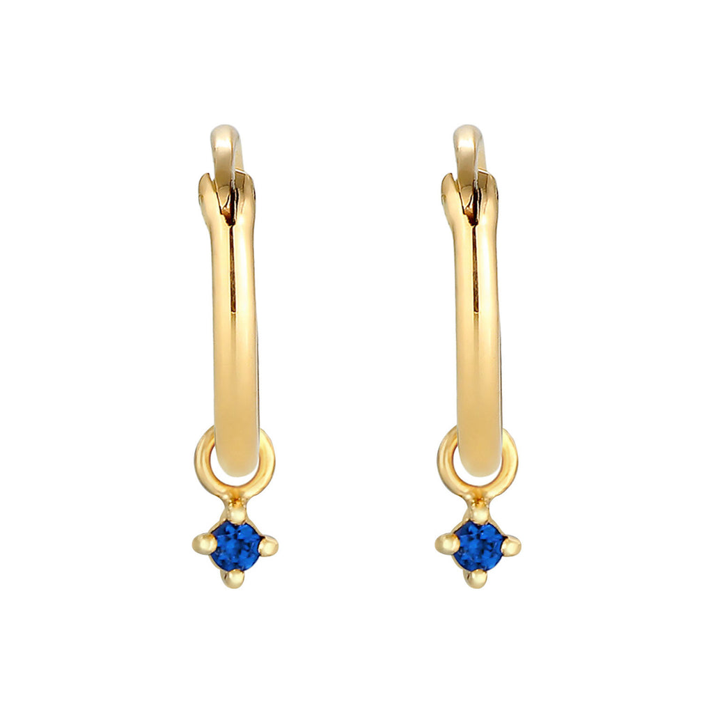 Gold - Elli | Creole | Saphir ( Blau ) | 925 Sterling Silber vergoldet