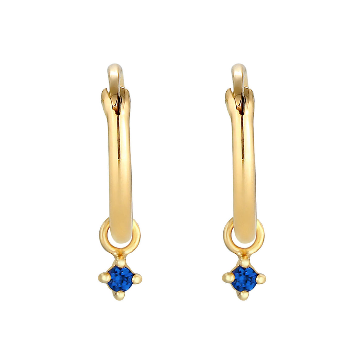 Gold - Elli | Creole | Saphir ( Blau ) | 925 Sterling Silber vergoldet