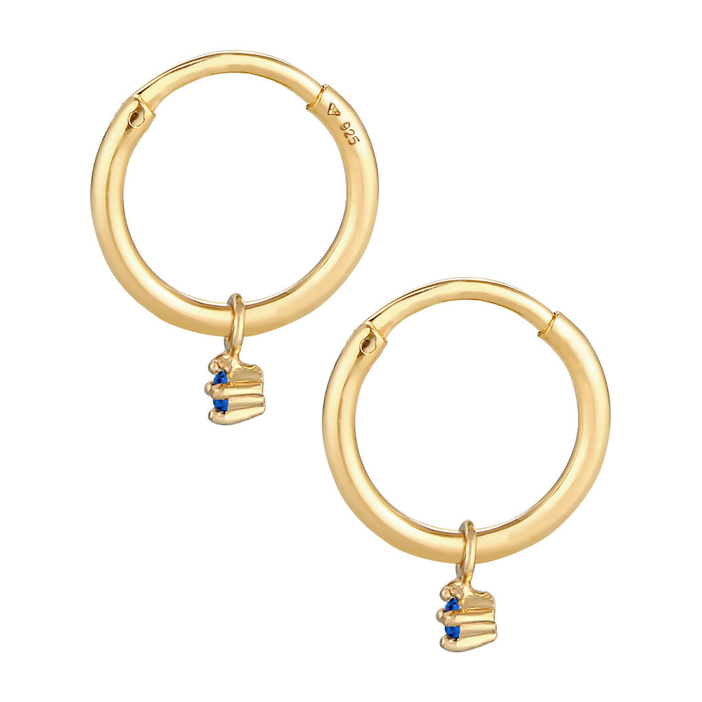 Gold - Elli | Creole | Saphir ( Blau ) | 925 Sterling Silber vergoldet