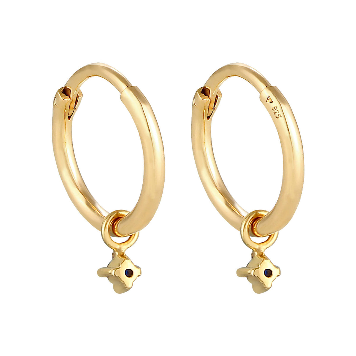 Gold - Elli | Creole | Saphir ( Blau ) | 925 Sterling Silber vergoldet