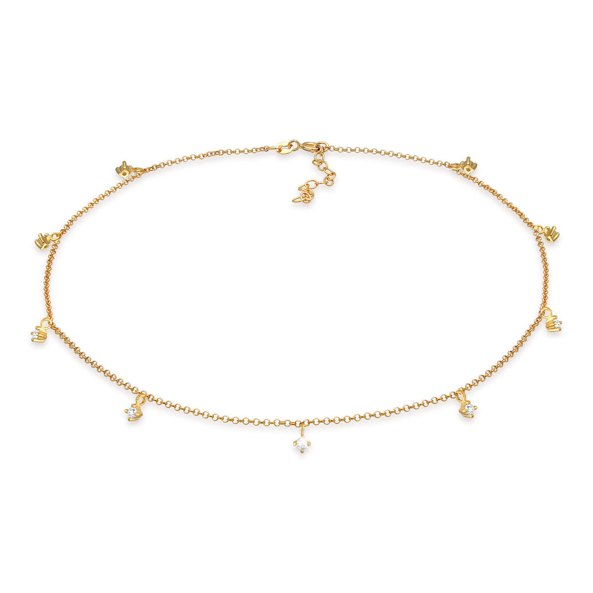 Gold - Elli | Choker | Zirkonia (Weiß) | 925 Sterling Silber Vergoldet