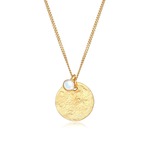 Gold - Elli | Halskette | Mondstein ( Weiß ) | 925 Sterling Silber vergoldet