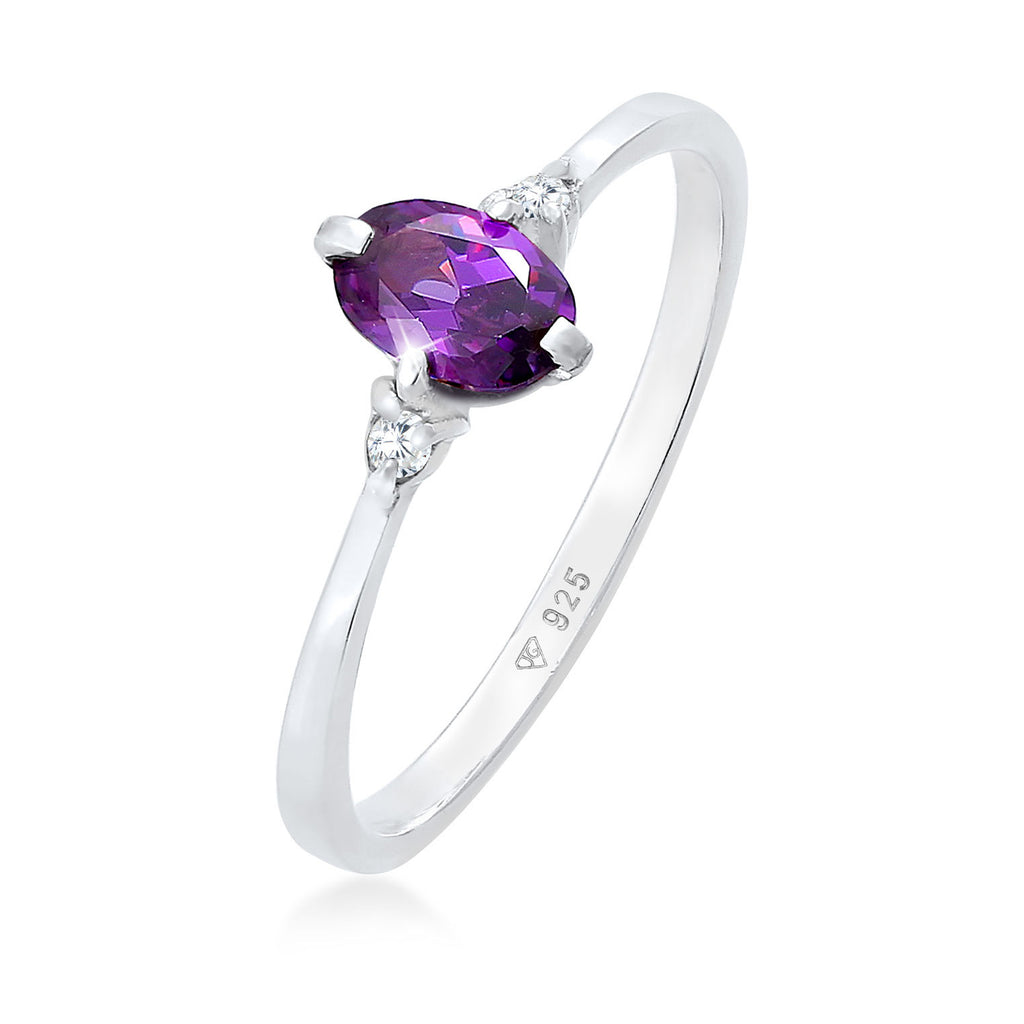 Silber - Elli | Ring | Zirkonia ( Violett ) | 925er Sterling Silber