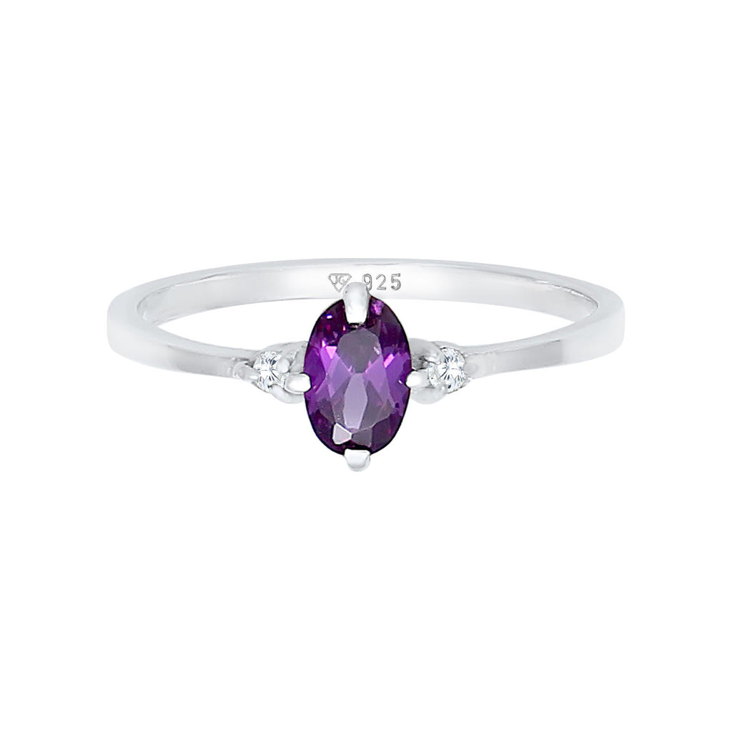 Silber - Elli | Ring | Zirkonia ( Violett ) | 925er Sterling Silber