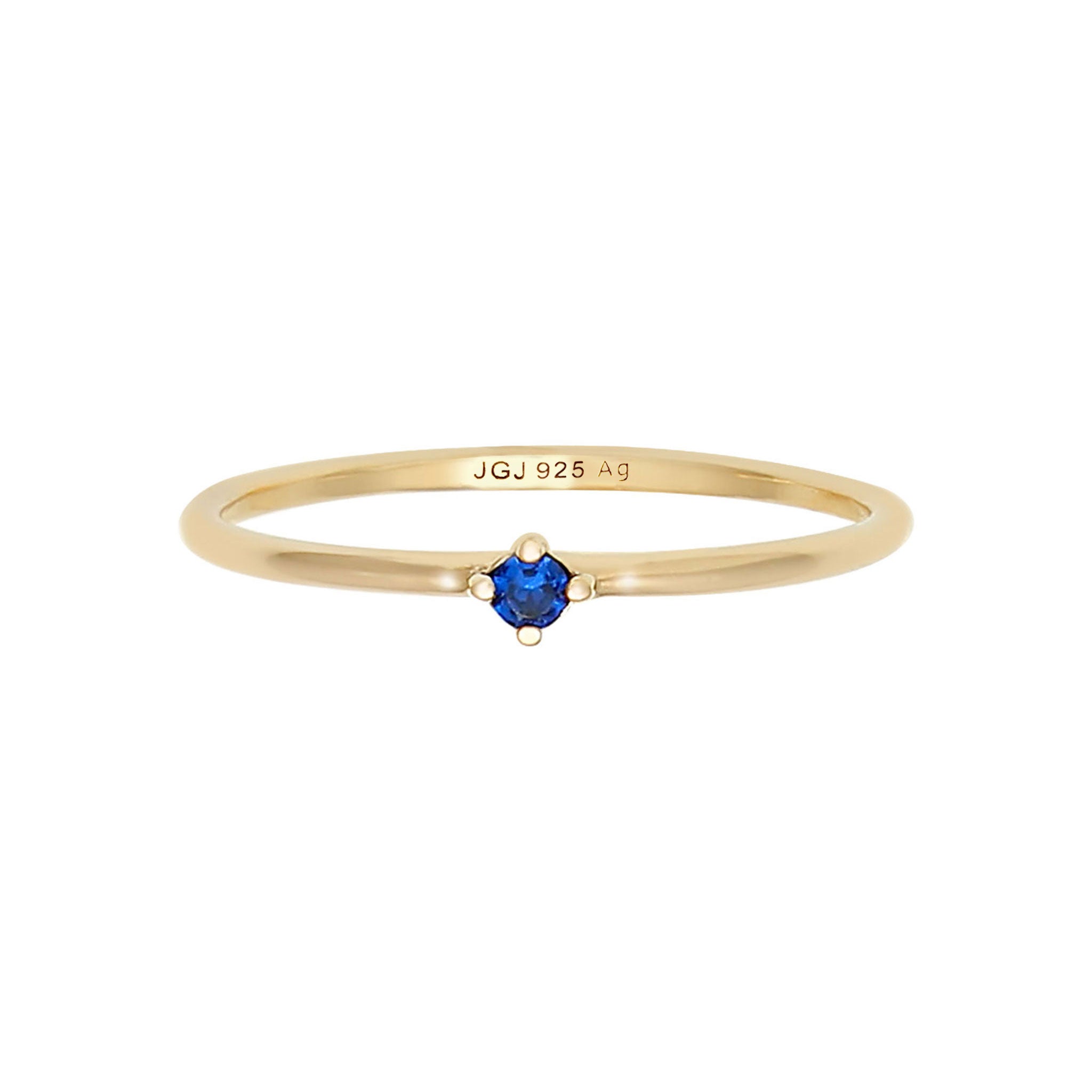 Blau - Elli | Solitär-Ring | Saphir ( Blau ) | 925 Sterling Silber vergoldet