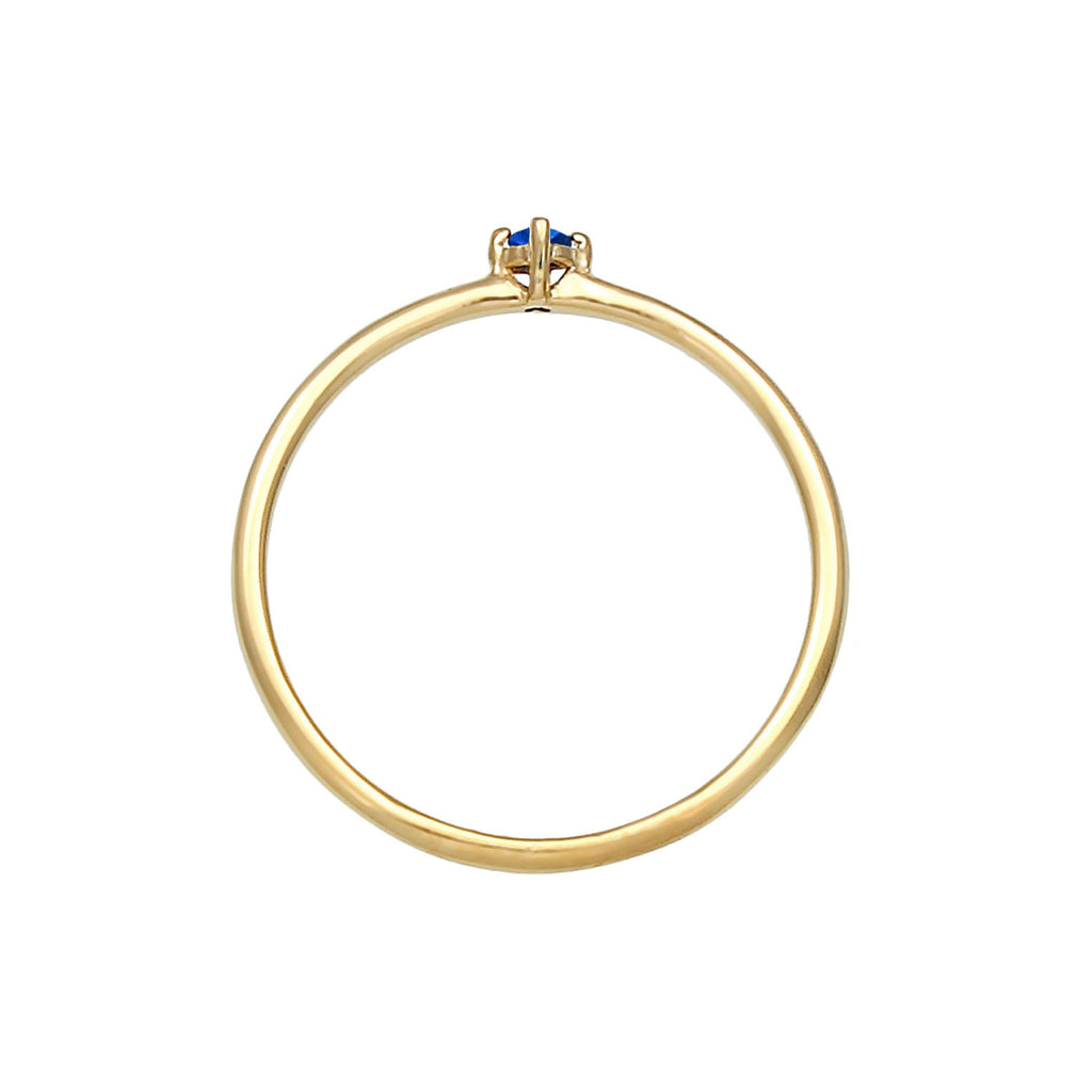 Blau - Elli | Solitär-Ring | Saphir ( Blau ) | 925 Sterling Silber vergoldet