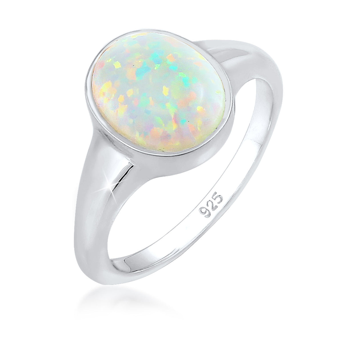 Silber - Elli | Siegelring | Opal ( Weiß ) | 925er Sterling Silber