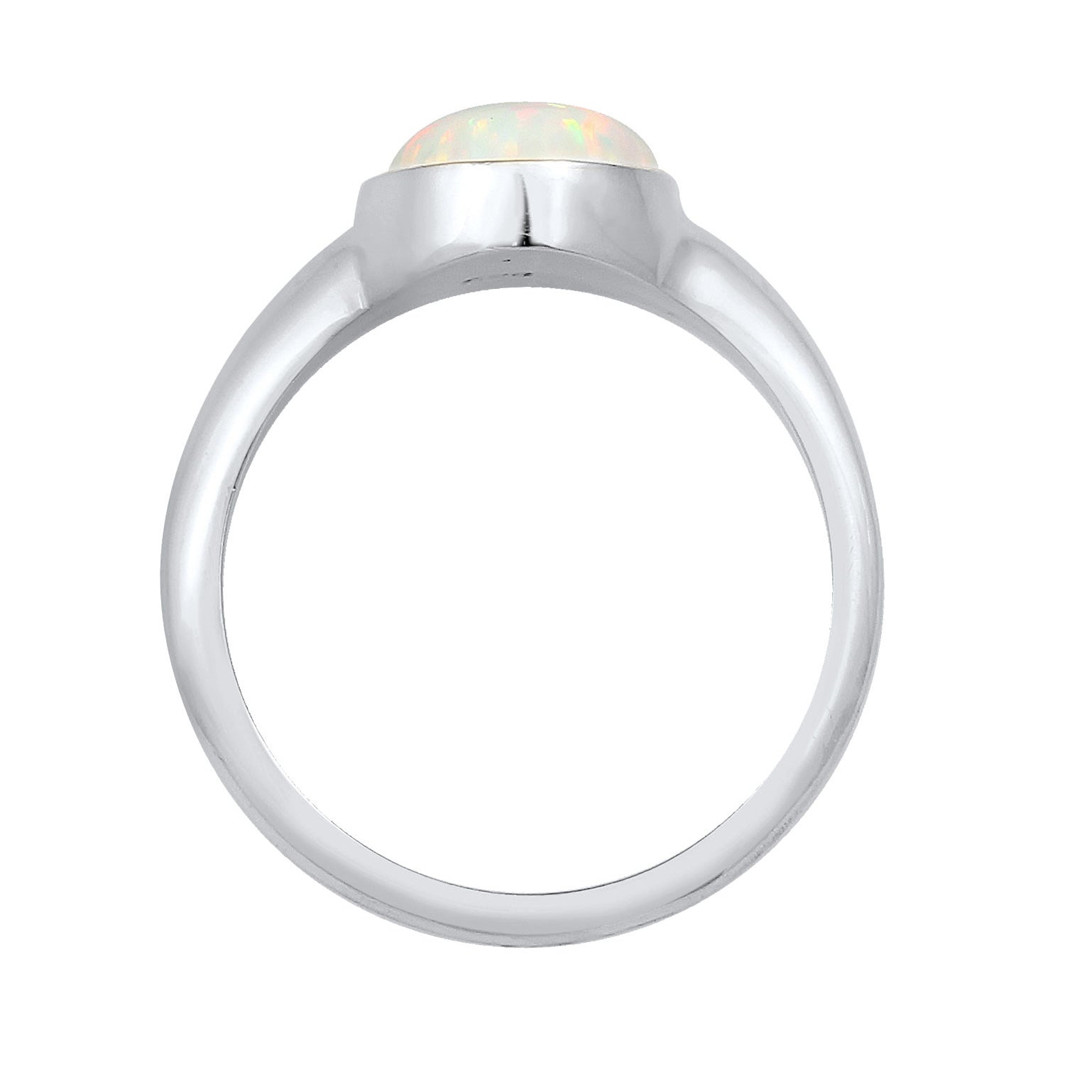 Silber - Elli | Siegelring | Opal ( Weiß ) | 925er Sterling Silber