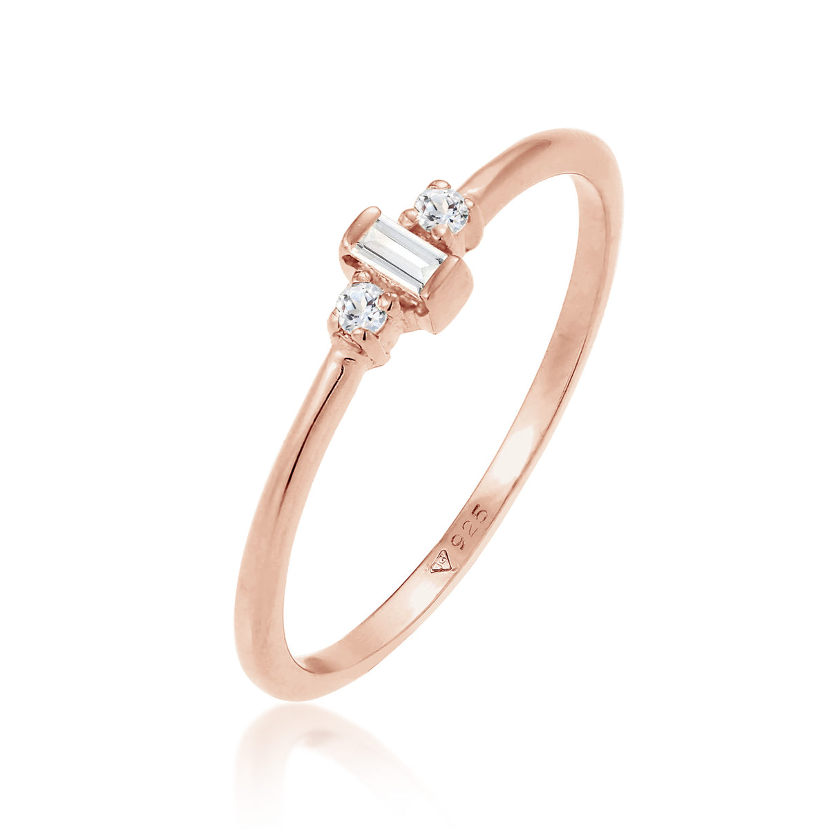 Roségold - Elli PREMIUM | Ring | Topas ( Weiß ) | 925 Sterling Silber Rosegold