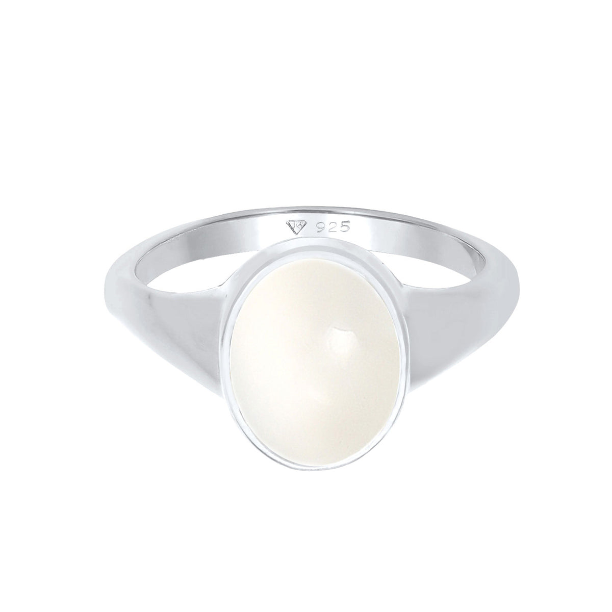 Silber - Elli | Siegelring | Mondstein ( Weiß ) | 925er Sterling Silber