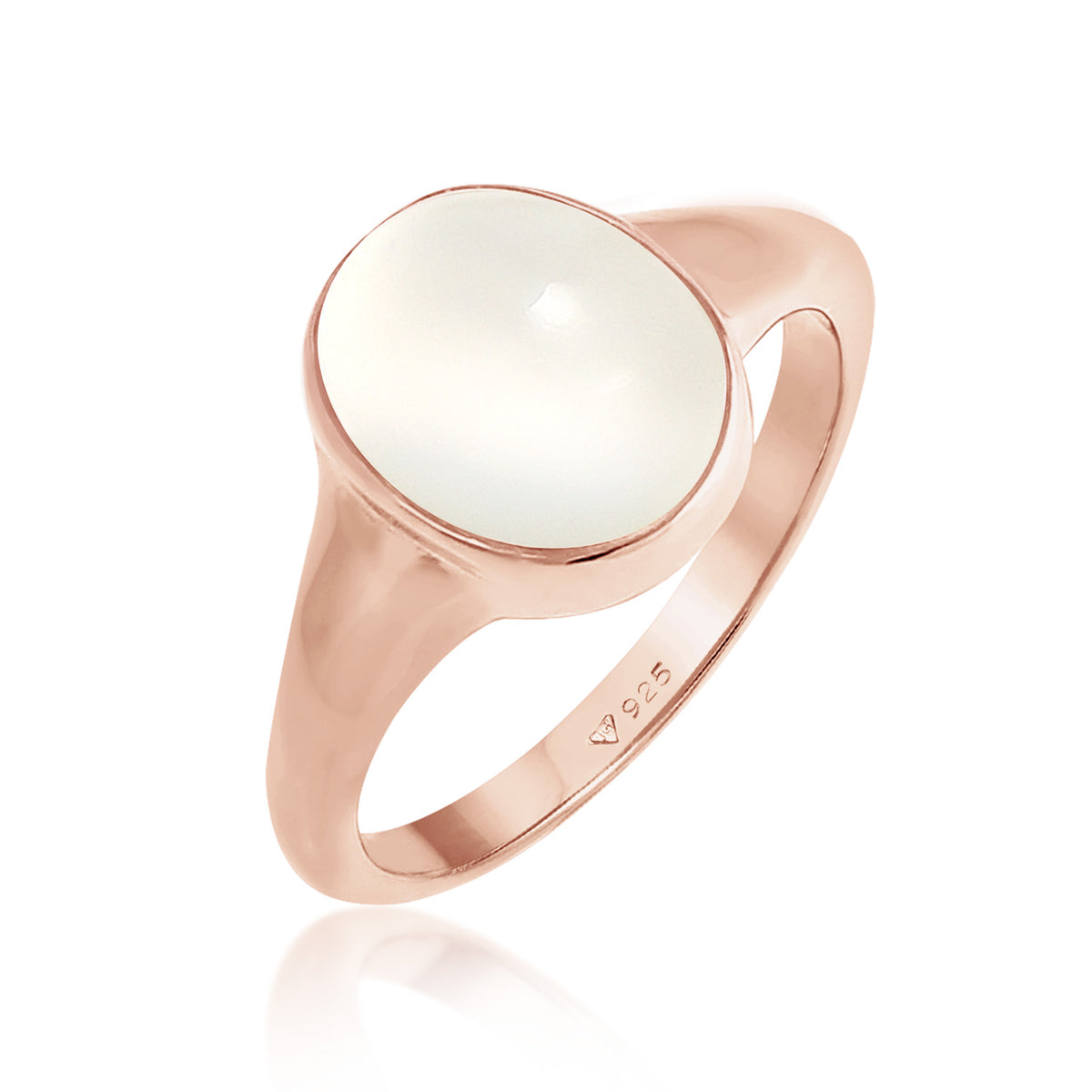 Roségold - Elli | Siegelring | Mondstein ( Weiß ) | 925 Sterling Silber Rosegold