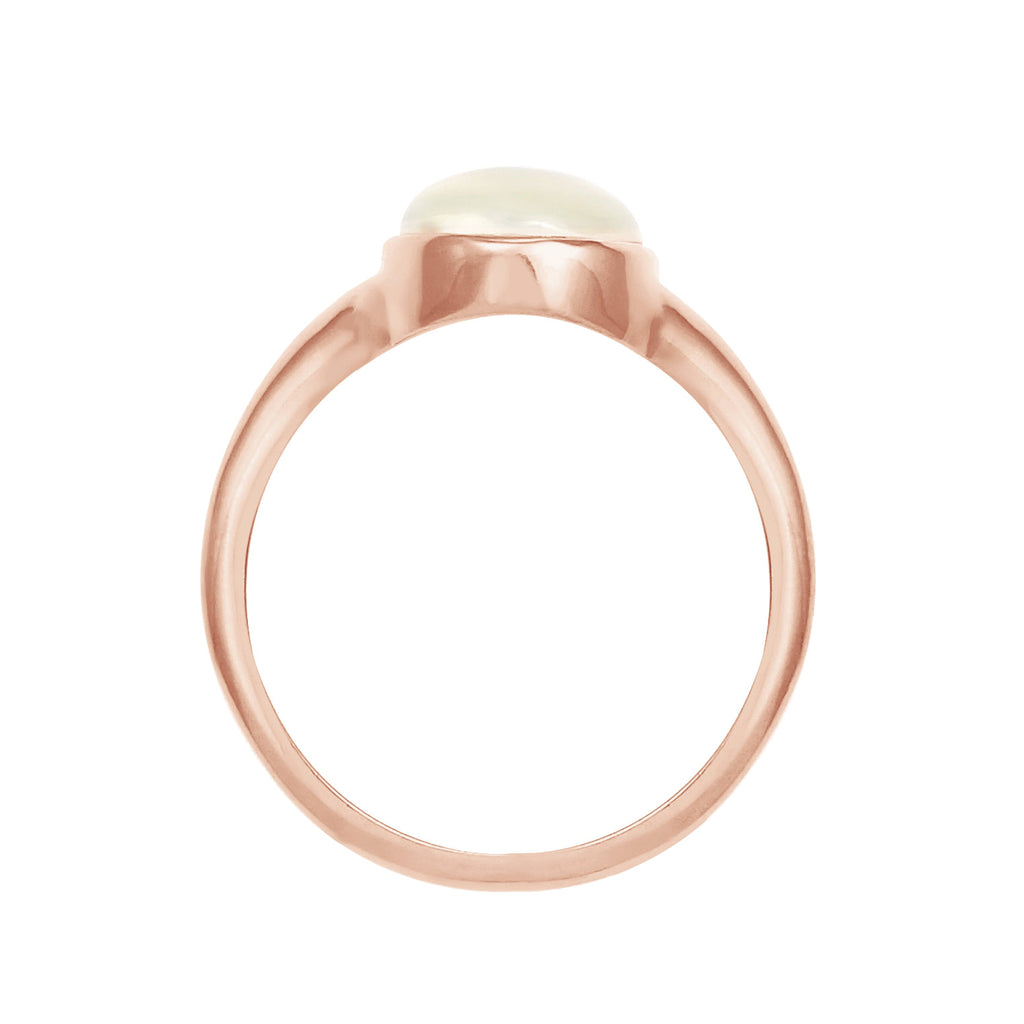 Roségold - Elli | Siegelring | Mondstein ( Weiß ) | 925 Sterling Silber Rosegold