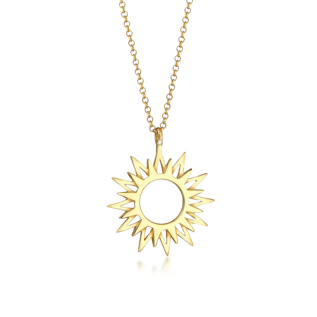 Gold - Elli | Halskette Sonne | 925 Sterling Silber vergoldet