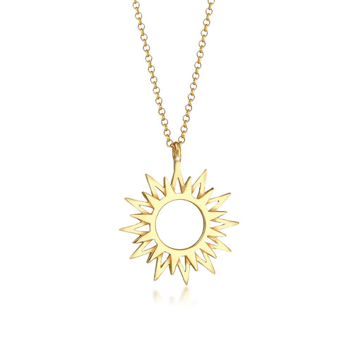 Gold - Elli | Halskette Sonne | 925 Sterling Silber vergoldet