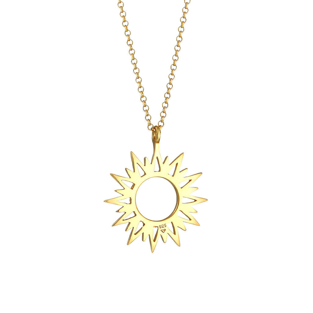 Gold - Elli | Halskette Sonne | 925 Sterling Silber vergoldet