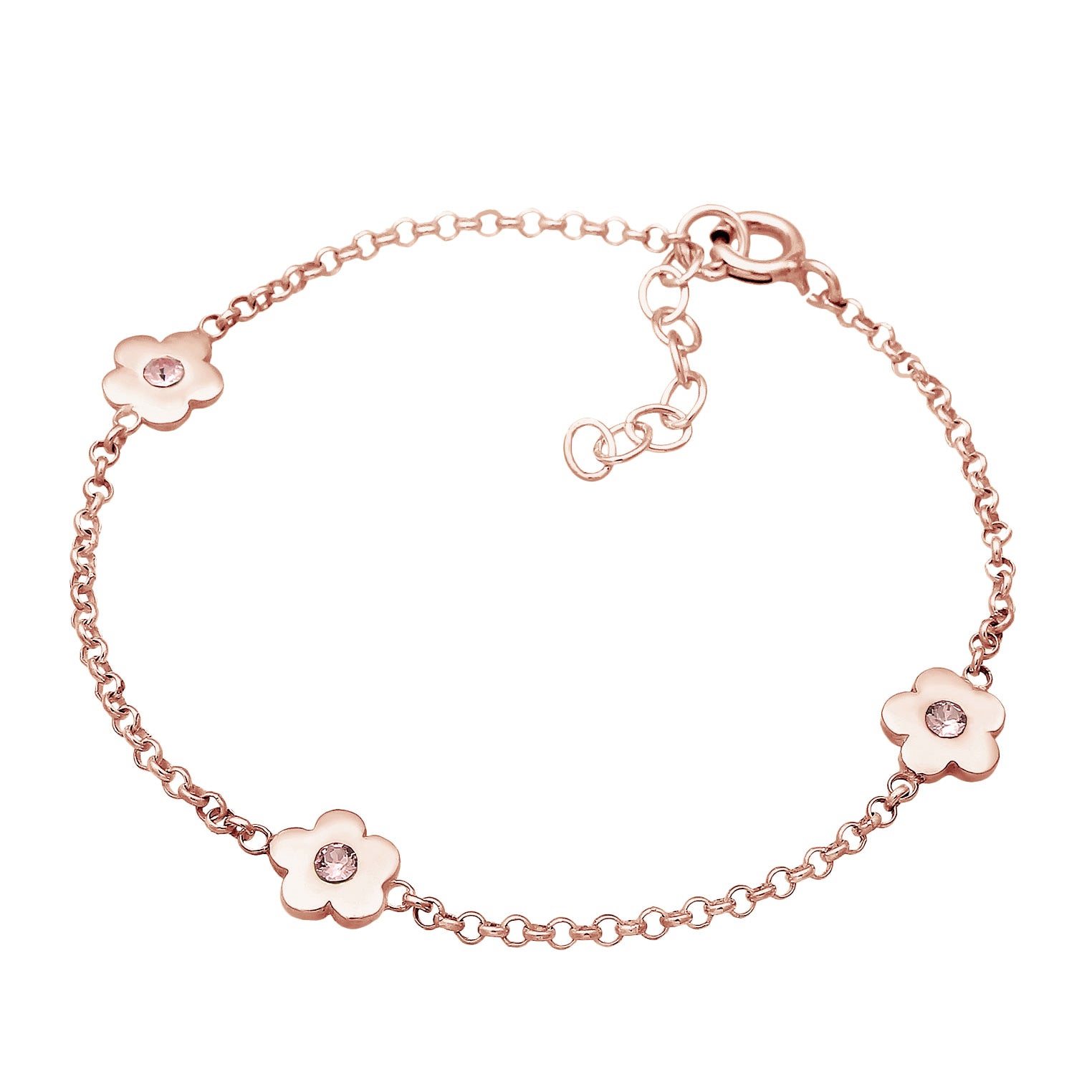 Roségold - Elli | Armband Blume | Kristall ( Rosa ) | 925 Sterling Silber Rosegold