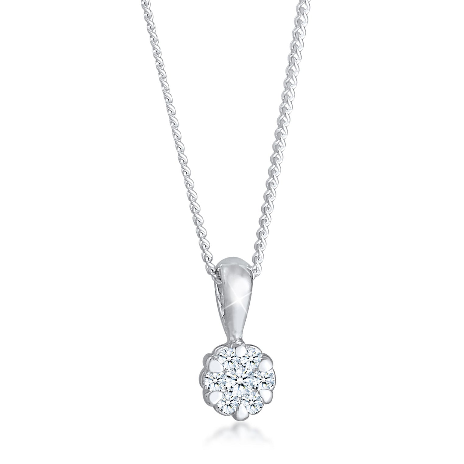 Silber - Elli DIAMONDS | Solitär-Kette | Diamant ( Weiß, 0,12 ct ) | 925er Sterling Silber