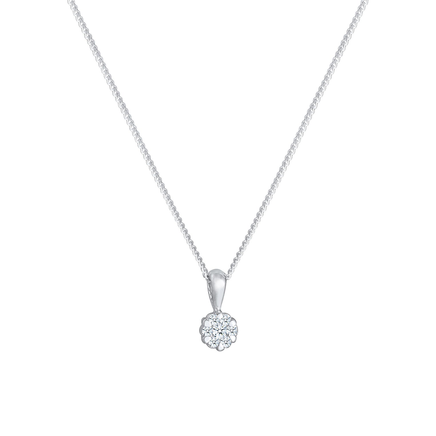 Silber - Elli DIAMONDS | Solitär-Kette | Diamant ( Weiß, 0,12 ct ) | 925er Sterling Silber