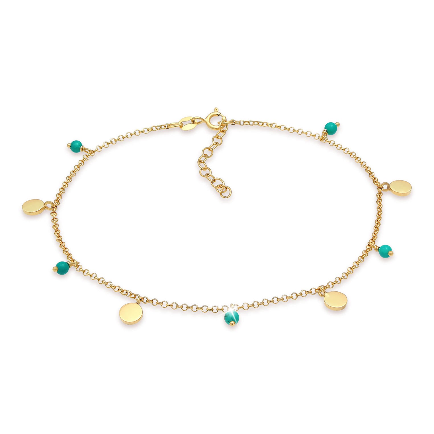 Gold - Elli | Fußkettchen Geo | Howlith ( Türkis ) | 925 Sterling Silber vergoldet