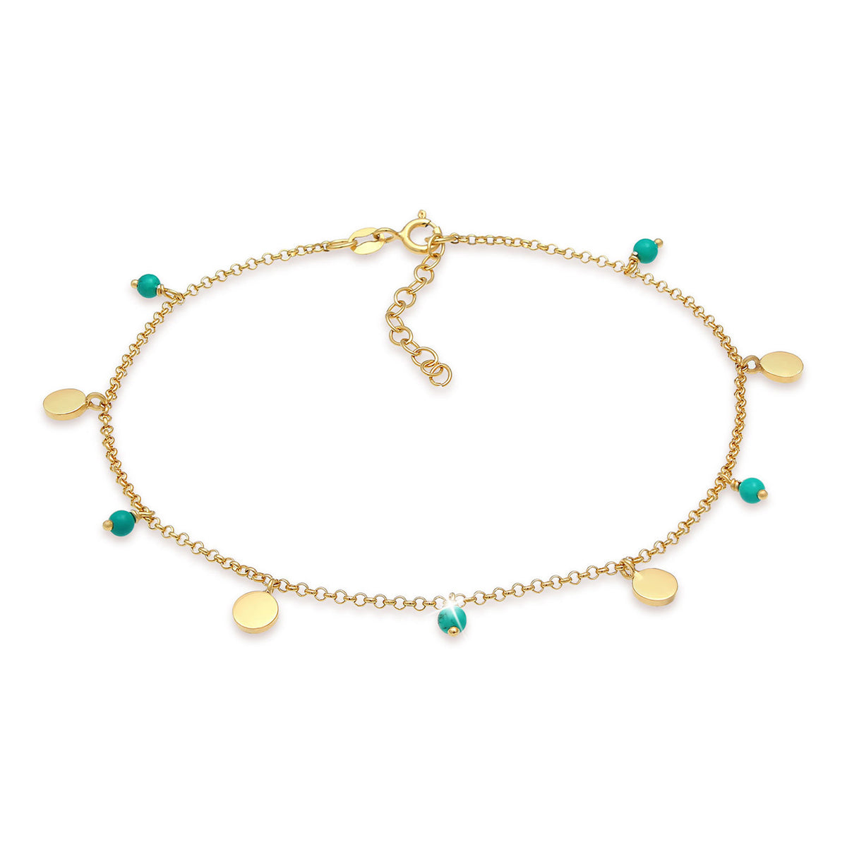 Gold - Elli | Fußkettchen Geo | Howlith ( Türkis ) | 925 Sterling Silber vergoldet