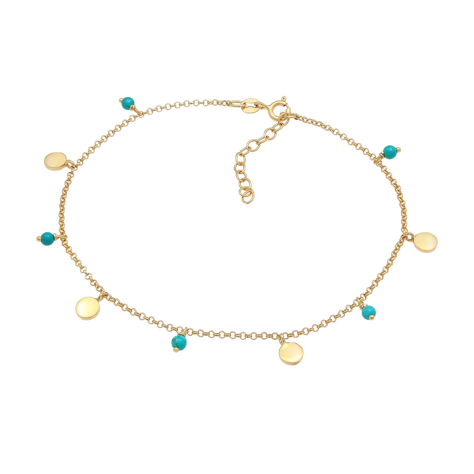 Gold - Elli | Fußkettchen Geo | Howlith ( Türkis ) | 925 Sterling Silber vergoldet