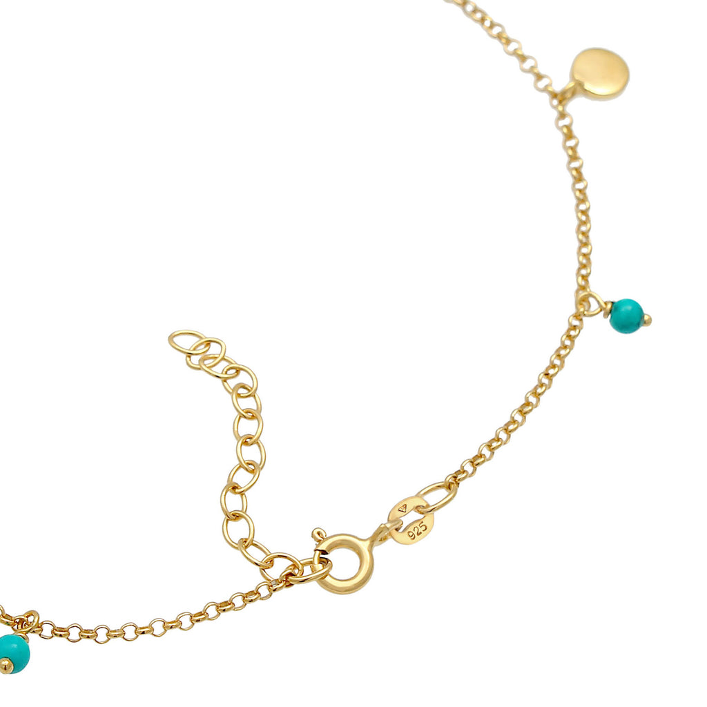 Gold - Elli | Fußkettchen Geo | Howlith ( Türkis ) | 925 Sterling Silber vergoldet