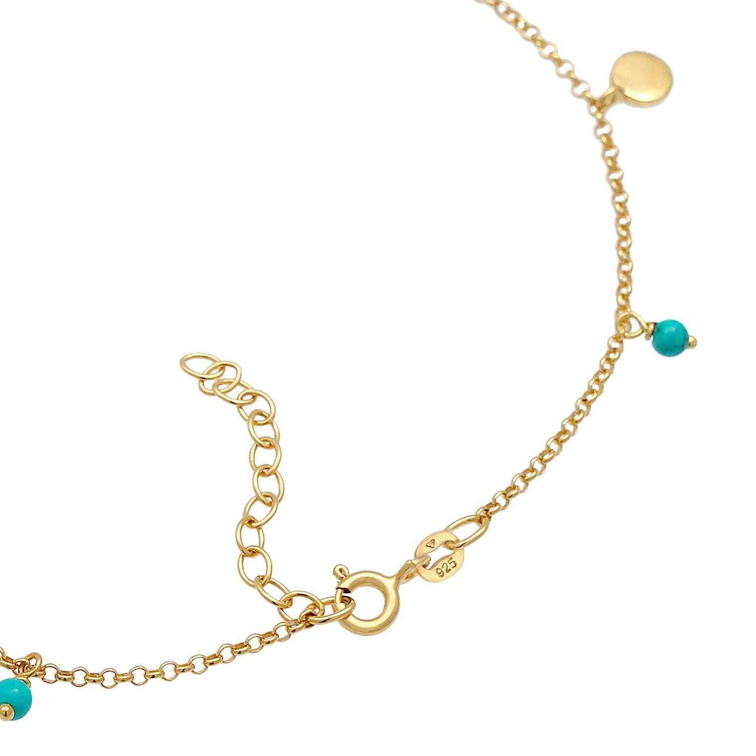 Gold - Elli | Fußkettchen Geo | Howlith ( Türkis ) | 925 Sterling Silber vergoldet